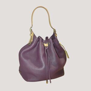 Coach Legacy Garcia Duffle Bag Eggplant Plum Leather Tan Trim Gold Hardware